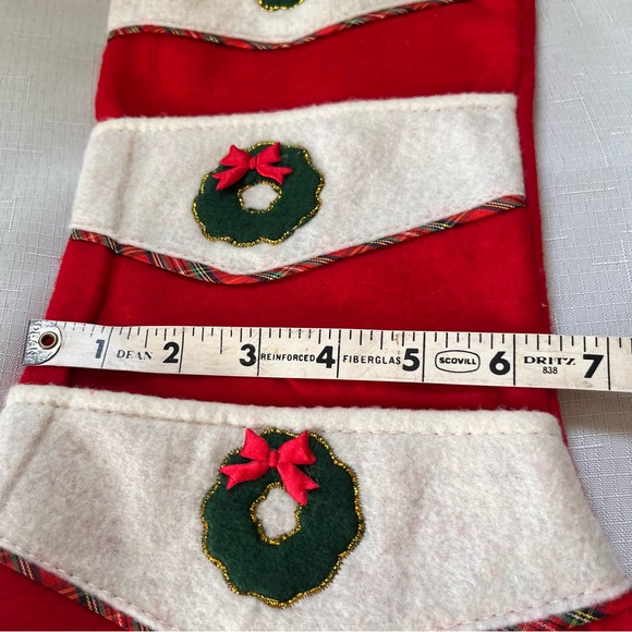 NWT Vintage Christmas Stocking with three pockets Felt Holiday Decor - Picture 9 of 11